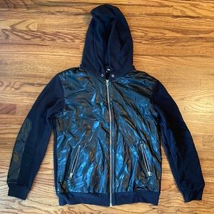 Aritzia Black faux leather hoodie Wilfred Free